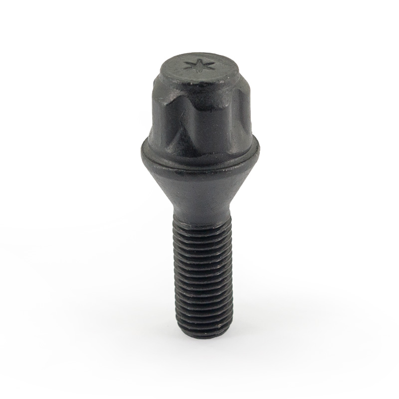 H&R Felgenschloss-Set M12x1.50x30mm Kegelbund Schwarz - 4 Felgenschloss-Schrauben inkl. Adapter