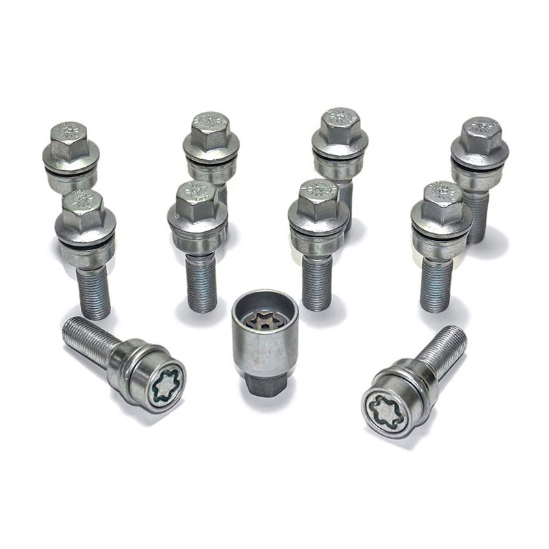 H&R Wheel bolt Set Round-Head with movable cone R13 M14x1.50 - Length 48mm - 10 pcs. (e.g.  Audi S5) - incl. wheel-locks