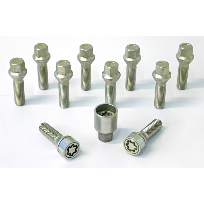H&R Radschrauben Satz Kegelbund M14x1.50 - Länge 60mm - 10 Stück - inkl. Felgenschloss
