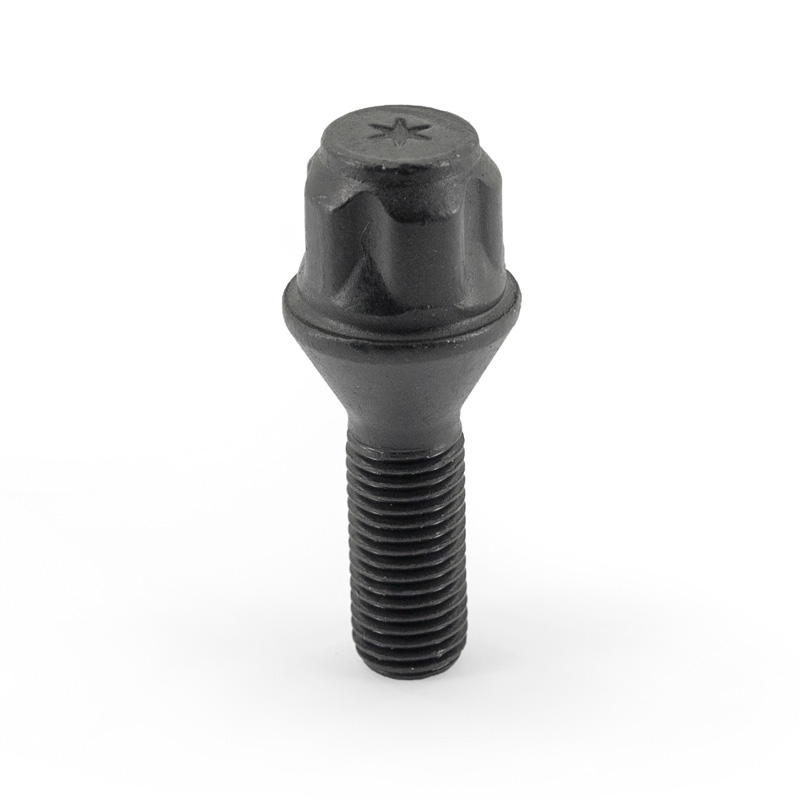 H&R Felgenschloss-Set M12x1.50x28mm Kegelbund Schwarz - 4 Felgenschloss-Schrauben inkl. Adapter