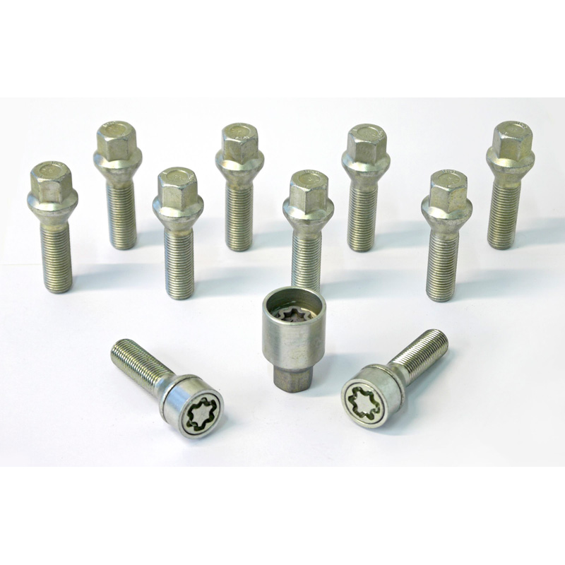 H&R Radschrauben Satz Kegelbund M14x1.50 - Länge 55mm - 10 Stück - inkl. Felgenschloss
