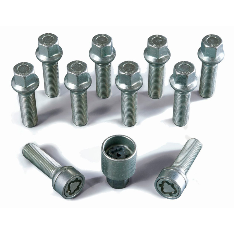 H&R Radschrauben Satz Kugelbund R14 M14x1.50 - Länge 28mm - 10 Stück - inkl. Felgenschloss