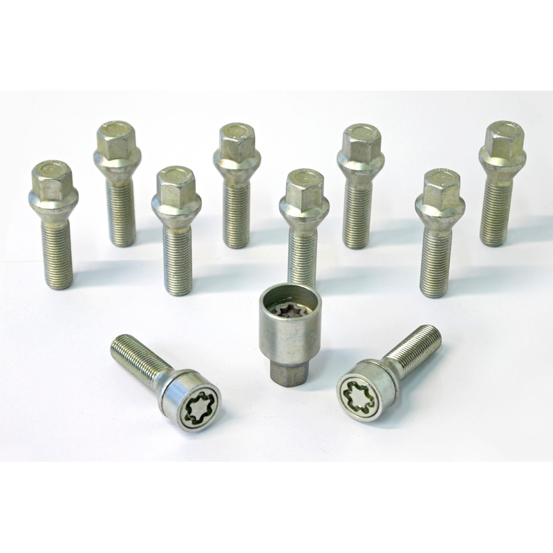 H&R Radschrauben Satz Kegelbund M14x1.50 - Länge 40mm - 10 Stück - inkl. Felgenschloss