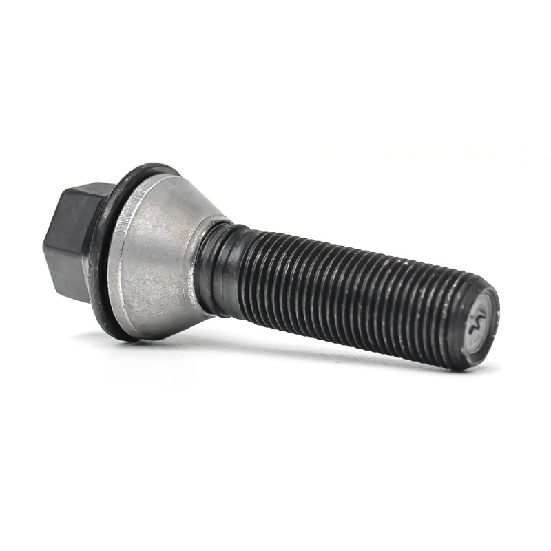 H&R Radschraube Kegelbund mit bewegliche Kegelbund M14x1.25 - Länge 28mm - Schwarz (z.B. passend für BMW)