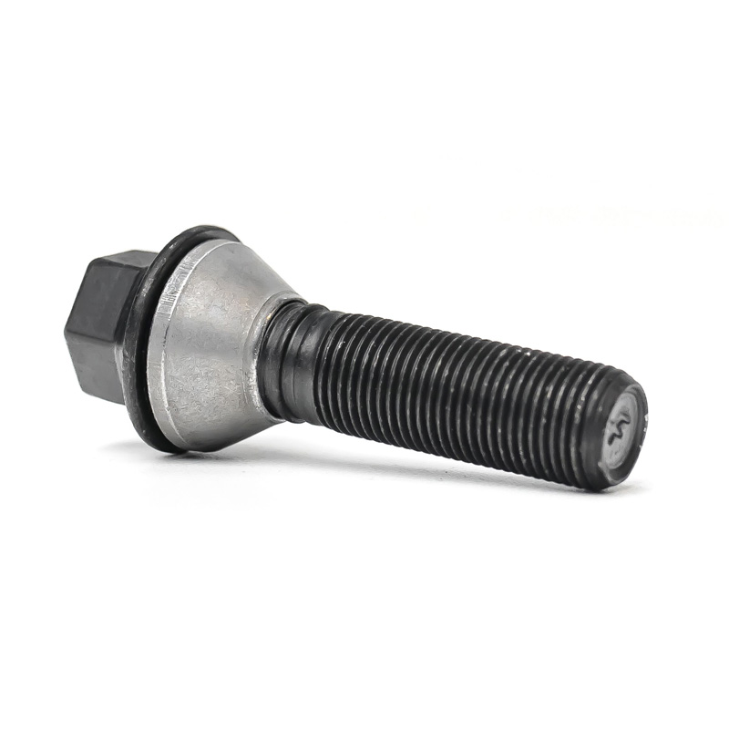 H&R Radschraube Kegelbund mit bewegliche Kegelbund M14x1.25 - Länge 48mm - Schwarz (z.B. passend für BMW)