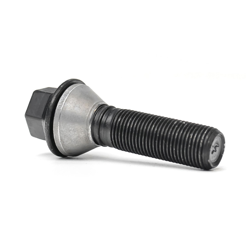 H&R Radschraube Kegelbund mit bewegliche Kegelbund M14x1.25 - Länge 43mm - Schwarz (z.B. passend für BMW)
